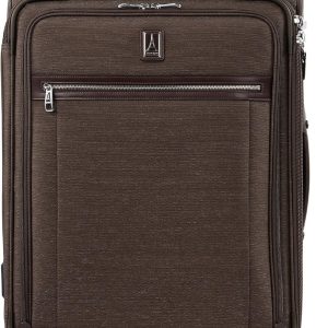 Travelpro Platinum Elite Softside Expandable Checked Luggage, 8 Wheel Spinner Suitcase, TSA Lock, Men and Women, Rich Espresso Brown, Checked Medium 25-Inch